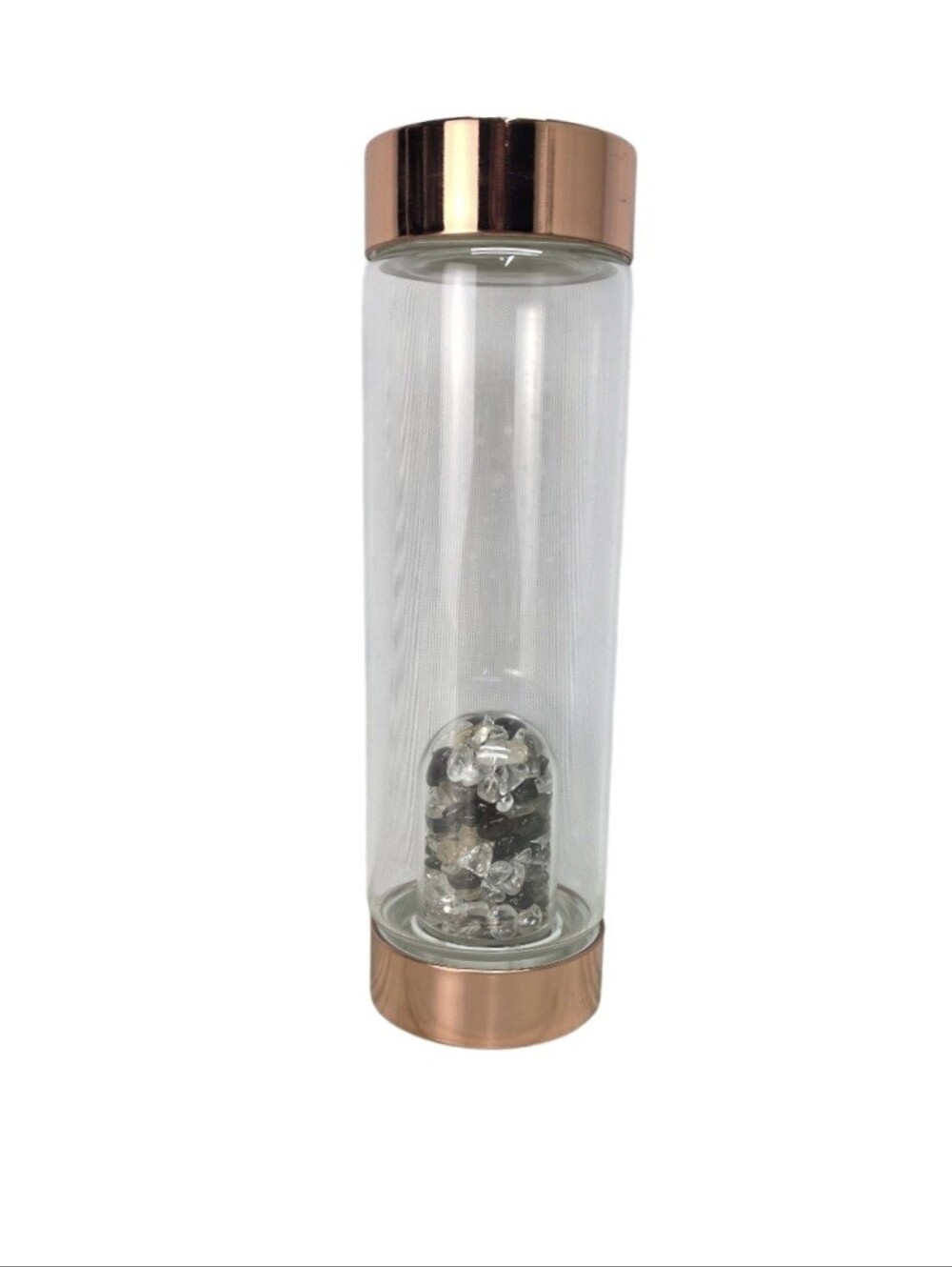 Crystal Infused Glass Water Bottle with Rose Goldtone Caps